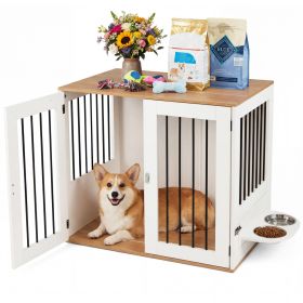 31.5' Dog Crate Furniture Wooden Dog Kennel with Double Lock Doors