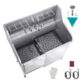 Stainless Steel Dog Washing Station, 50 inch Pet Grooming Tub w/ Ramp