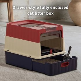 Simple Drawer Style Red Cat Litter Box, Humanized Design, Does Not Occupy Household Storage Space (Option: Defaulttitle)