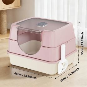 Galaxy Enclosed Pink Cat Litter Box, Sealed To Prevent Odors And Sanding, Stable And Durable, Suitable For Pet Families Worldwide (Option: Defaulttitle)