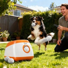 Automatic Dog Ball Launcher with 26-80 FT Distance, Automatic Ball Launcher for Medium and Large Dogs, Orange (Option: Orange-384x380x305 mm)