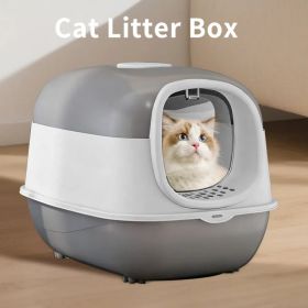 Cat Litter Box With Lid (Option: Grey)