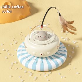 Smart Teaser Cat Toy Electric UFO Cat Teaser Stick With Bell Training Pet Toys Replaceable Feather Interactive Cat Supplies Pet Supplies Pets Pro (Option: Milk Coffee Color)