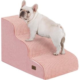 ABCPET Dog Steps 3Step Pet Stairs 15.7 InchesHigh Suitable For High Beds & Sofas Non-Slip Stable  Indoor Use,Pickup Only (Option: Pink 3step)